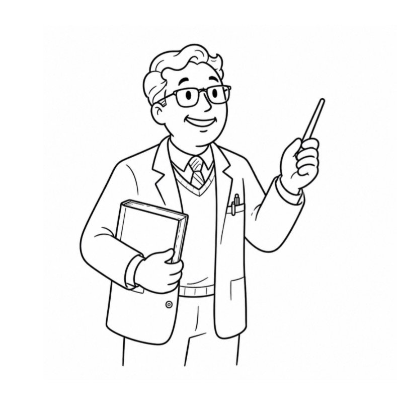 Profesor explicando con un puntero